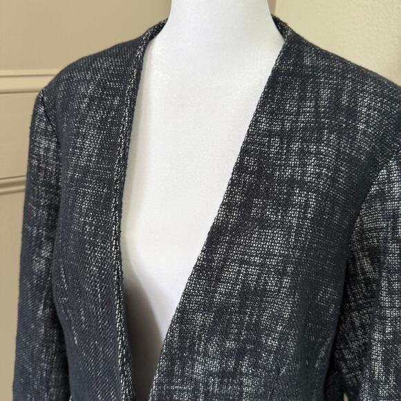 Coldwater Creek Tweed Blazer Jacket Navy Size 16 Linen Lined Classic Workwear - Picture 2 of 6
